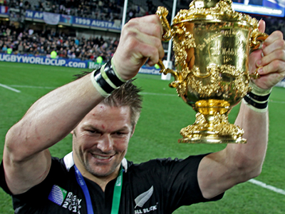 Richie McCaw with the World Cup trophy