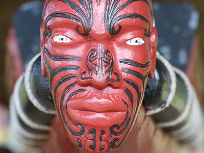 Waka figurehead Maori face